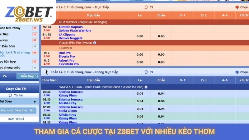 Cá cược bóng rổ Z8bet | Kèo cược NBA & VBA hấp dẫn nhất 2 Tham gia cá cược tại Z8bet với nhiều kèo thơm