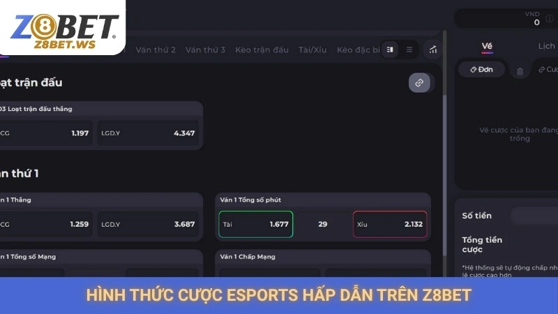 Cá cược esports Z8bet | Kèo LOL, CSGO & Dota 2 đa dạng 3 Hình thức cược Esports hấp dẫn trên Z8bet