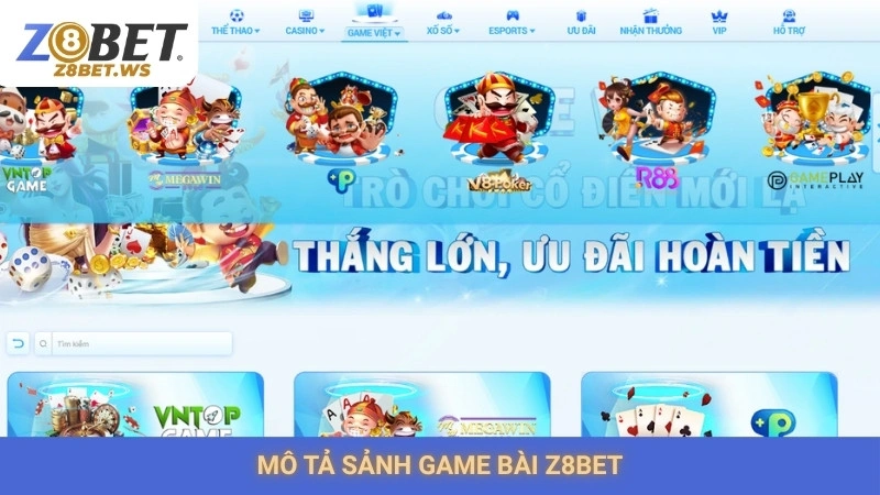 Mô tả sảnh game bài Z8bet