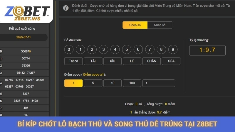 Bí kíp chốt lô bạch thủ và song thủ dễ trúng tại Z8bet