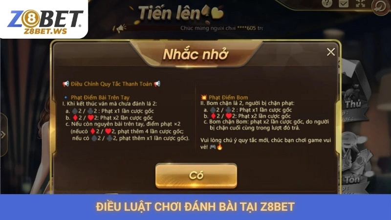 Điều luật chơi đánh bài tại Z8bet